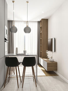 Фото № 4: Дизайн-проект трехкомнатной квартиры 66.28  м² Современный стиль для ЖК Московский