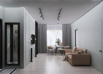 Фото № 1: Дизайн-проект трехкомнатной квартиры 92.6  м² Современный стиль для ЖК в г. Зеленоград