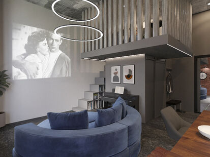 Фото № 6: Дизайн-проект двухкомнатной квартиры 42.0  м² Стиль Лофт для ЖК Видный Город