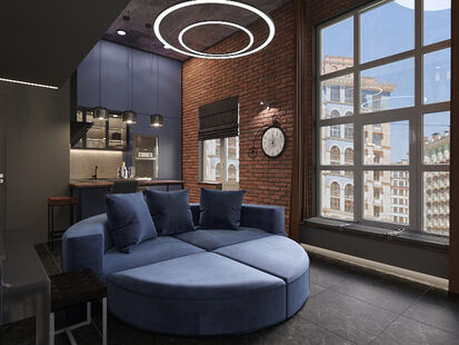 Фото № 2: Дизайн-проект двухкомнатной квартиры 42.0  м² Стиль Лофт для ЖК Видный Город