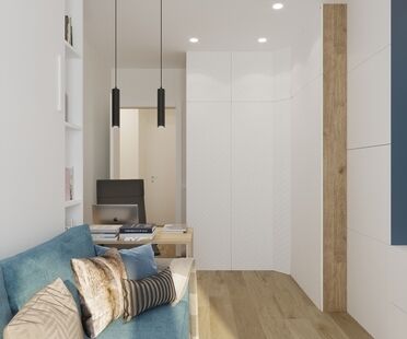 Фото № 6: Дизайн-проект однокомнатной квартиры 38.72  м² Стиль Контемпорари для ЖК Московский