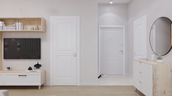 Фото № 3: Дизайн-проект однокомнатной квартиры 45.03  м² Скандинавский стиль для ЖК Серебряные Росы