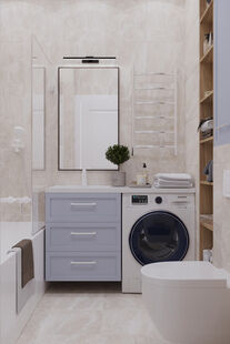 Фото № 4: Дизайн-проект однокомнатной квартиры 45.03  м² Скандинавский стиль для ЖК Серебряные Росы