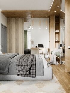 Фото № 2: Дизайн-проект четырехкомнатной квартиры 94.9  м² Современный стиль для ЖК Западный Порт