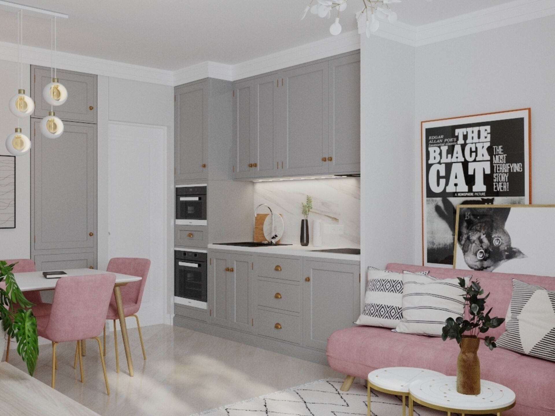 Дизайн-проект трехкомнатной квартиры 65.16 м² СТИЛЬ МОДЕРНИЗМ для жк царицыно