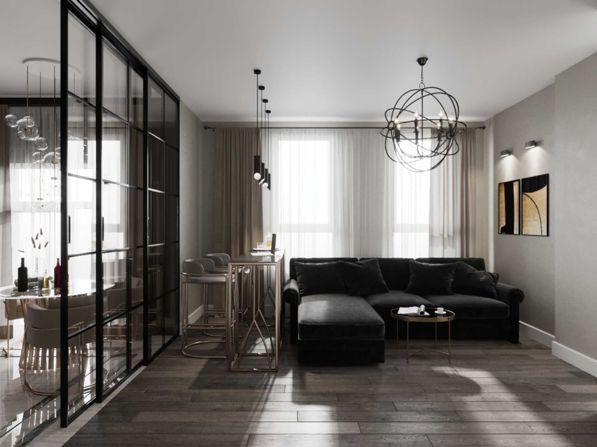 Дизайн-проект четырехкомнатной квартиры 79.38 м² СТИЛЬ МОДЕРНИЗМ для жк скандинавия