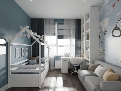 Фото № 2: Дизайн-проект четырехкомнатной квартиры 79.38  м² стиль Модернизм для ЖК Скандинавия