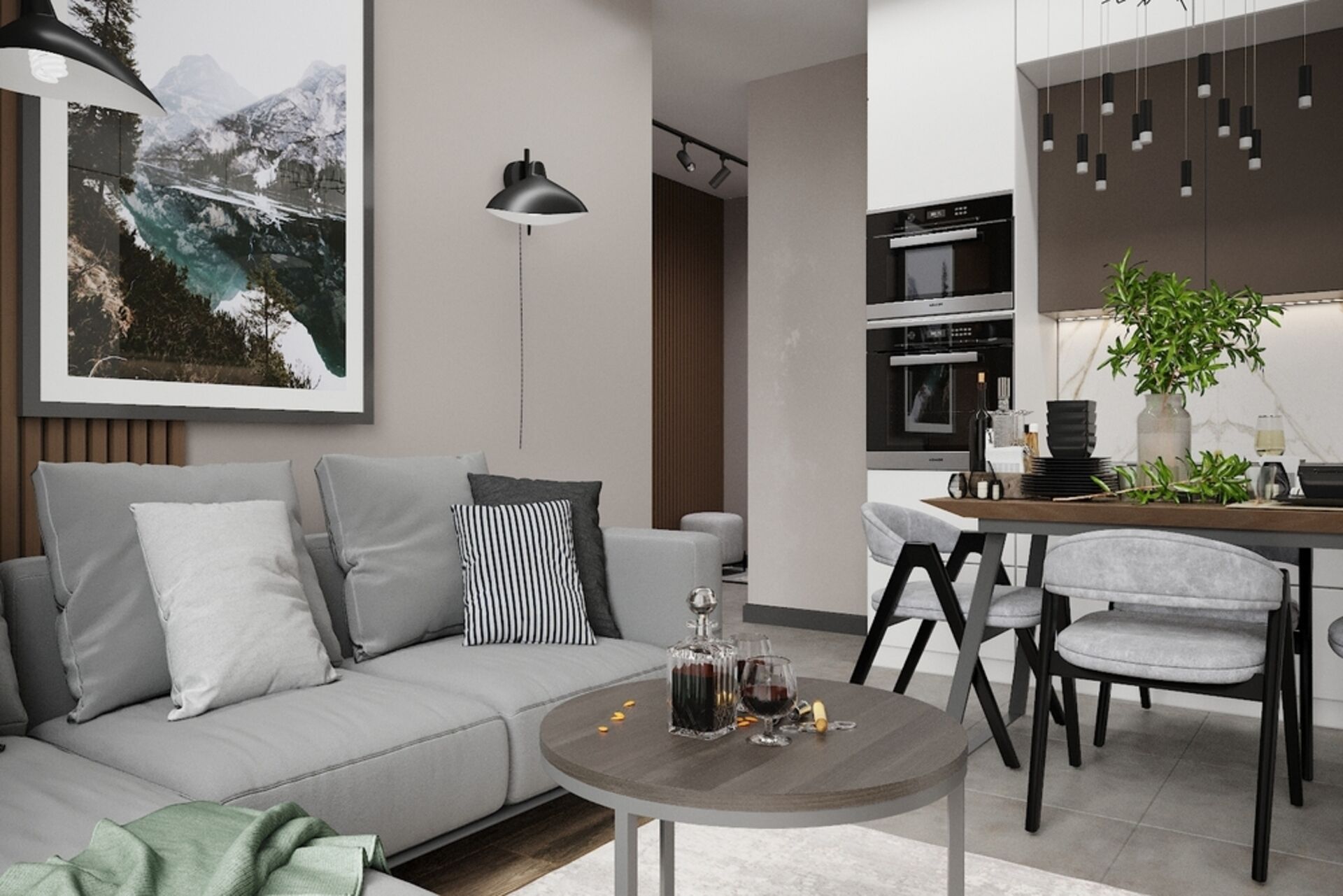 Дизайн-проект двухкомнатной квартиры 48.0 м² СТИЛЬ МОДЕРНИЗМ для жк хорошевский