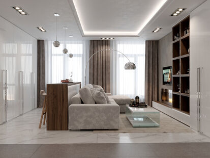 Фото № 4: Дизайн-проект двухкомнатной квартиры 72.8  м² Стиль Модернизм для ЖК Опалиха