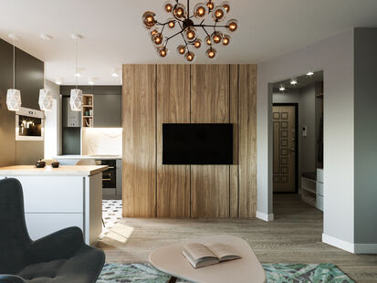 Фото № 4: Дизайн-проект однокомнатной квартиры 27.0  м² стиль Модернизм для ЖК в г. Самара