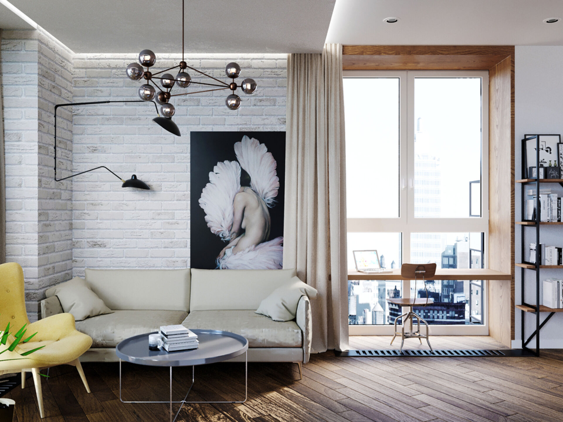 Дизайн-проект однокомнатной квартиры 44.85 м² СТИЛЬ МОДЕРНИЗМ для жк невский