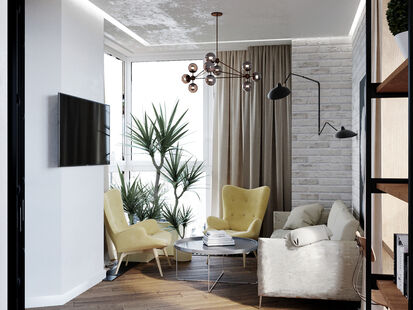 Фото № 3: Дизайн-проект однокомнатной квартиры 44.85  м² Стиль Модернизм для ЖК Невский