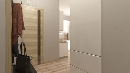 Фото № 3: Дизайн-проект однокомнатной квартиры 33.87  м² Стиль Модернизм для ЖК Водный