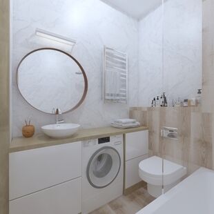 Фото № 6: Дизайн-проект однокомнатной квартиры 33.87  м² Стиль Модернизм для ЖК Водный