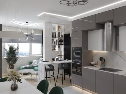 Фото № 2: Дизайн-проект четырехкомнатной квартиры 87.5  м² стиль Модернизм для ЖК Московский