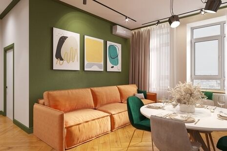 Фото № 1: Дизайн-проект трехкомнатной квартиры 72.5  м² Стиль Фьюжн для ЖК Манифест