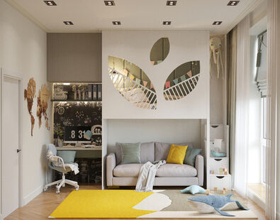 Фото № 2: Дизайн-проект трехкомнатной квартиры 72.5  м² Стиль Фьюжн для ЖК Манифест