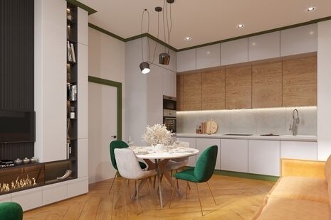 Фото № 4: Дизайн-проект трехкомнатной квартиры 72.5  м² Стиль Фьюжн для ЖК Манифест