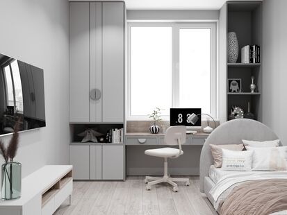 Фото № 3: Дизайн-проект трехкомнатной квартиры 71.8  м² стиль Модернизм для ЖК Датский квартал