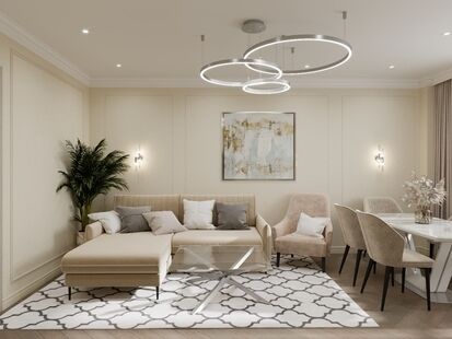 Фото № 1: Дизайн-проект трехкомнатной квартиры 68.57  м² стиль Модернизм для ЖК Московский