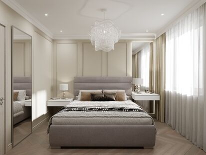 Фото № 5: Дизайн-проект трехкомнатной квартиры 68.57  м² стиль Модернизм для ЖК Московский