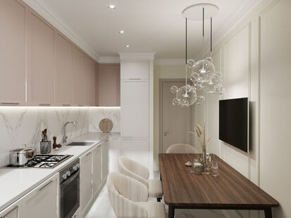 Фото № 2: Дизайн-проект трехкомнатной квартиры 68.57  м² стиль Модернизм для ЖК Московский