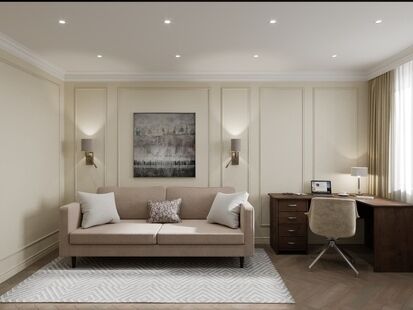 Фото № 6: Дизайн-проект трехкомнатной квартиры 68.57  м² стиль Модернизм для ЖК Московский