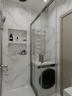 Фото № 3: Дизайн-проект трехкомнатной квартиры 68.57  м² стиль Модернизм для ЖК Московский