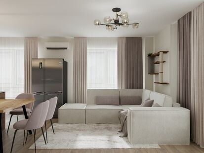 Фото № 6: Дизайн-проект трехкомнатной квартиры 75.34  м² стиль Модернизм для ЖК Бусиновский парк