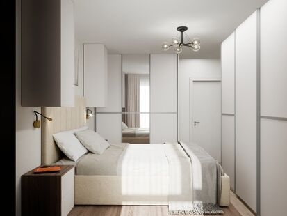 Фото № 4: Дизайн-проект трехкомнатной квартиры 75.34  м² стиль Модернизм для ЖК Бусиновский парк