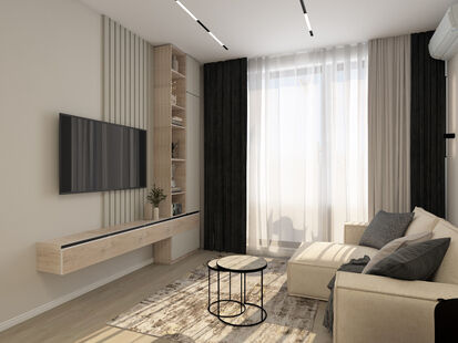 Фото № 3: Дизайн-проект двухкомнатной квартиры 48.61  м² стиль Модернизм для ЖК Событие