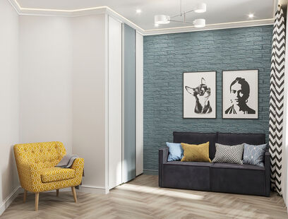 Фото № 3: Дизайн-проект трехкомнатной квартиры 77.9  м² стиль Модернизм для ЖК Питер