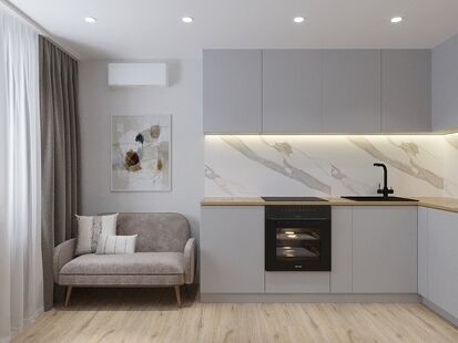 Фото № 2: Дизайн-проект двухкомнатной квартиры 56.24  м² Современный стиль для ЖК Московский