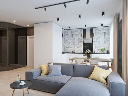 Фото № 1: Дизайн-проект четырехкомнатной квартиры 108.14  м² Современный стиль для ЖК Южный квартал