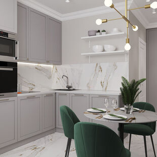 Фото № 5: Дизайн-проект однокомнатной квартиры 32.2  м² Современный стиль для ЖК Инновация