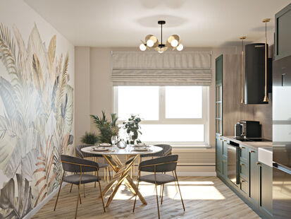 Фото № 4: Дизайн-проект трехкомнатной квартиры 77.39  м² стиль Модернизм для ЖК Столичные поляны