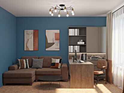 Фото № 3: Дизайн-проект трехкомнатной квартиры 77.39  м² стиль Модернизм для ЖК Столичные поляны