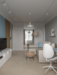 Фото № 2: Дизайн-проект двухкомнатной квартиры 40.95  м² Скандинавский стиль для ЖК в г. Санкт-Петербург