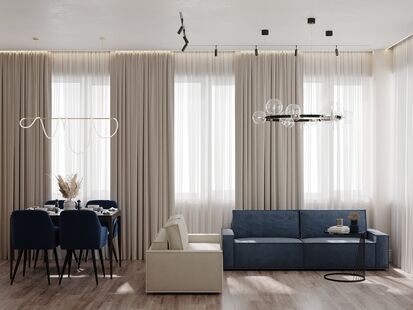 Фото № 1: Дизайн-проект трехкомнатной квартиры 69.25  м² стиль Модернизм для ЖК Balance