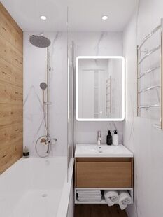 Фото № 2: Дизайн-проект трехкомнатной квартиры 57.0  м² Современный стиль для ЖК Московский