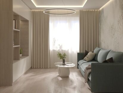 Фото № 5: Дизайн-проект двухкомнатной квартиры 50.1  м² Стиль Контемпорари для ЖК в г. Сургут