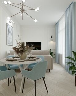 Фото № 6: Дизайн-проект трехкомнатной квартиры 62.3  м² Современный стиль для ЖК Лесная отрада