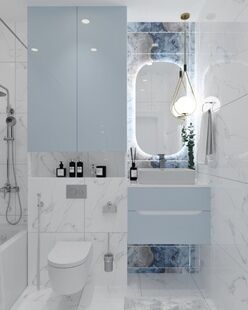 Фото № 5: Дизайн-проект трехкомнатной квартиры 62.3  м² Современный стиль для ЖК Лесная отрада