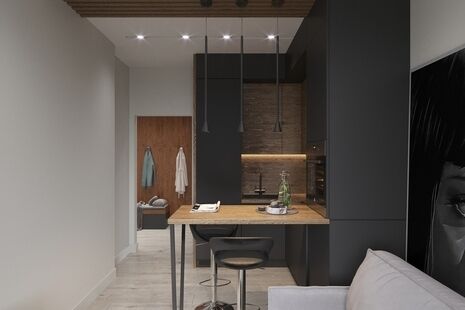 Фото № 5: Дизайн-проект трехкомнатной квартиры 49.76  м² Стиль Лофт для ЖК Спутник