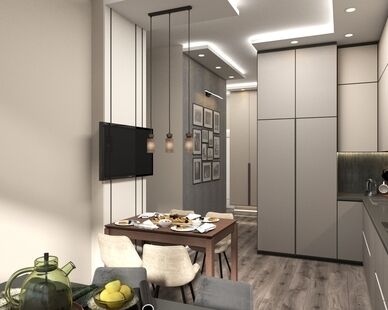 Фото № 2: Дизайн-проект трехкомнатной квартиры 69.13  м² Современный стиль для ЖК Скандинавия