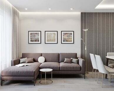 Фото № 3: Дизайн-проект трехкомнатной квартиры 73.33  м² стиль Модернизм для ЖК Московский