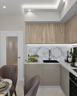 Фото № 6: Дизайн-проект трехкомнатной квартиры 73.33  м² стиль Модернизм для ЖК Московский