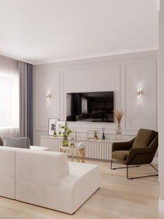 Фото № 2: Дизайн-проект трехкомнатной квартиры 70.49  м² стиль Модернизм для ЖК Митино О2