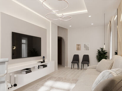 Фото № 1: Дизайн-проект трехкомнатной квартиры 81.4  м² стиль Модернизм для ЖК Ньютон