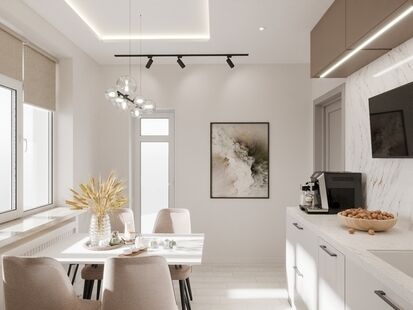 Фото № 2: Дизайн-проект трехкомнатной квартиры 81.4  м² стиль Модернизм для ЖК Ньютон